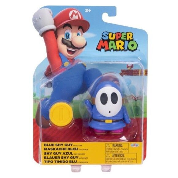 Jakks Pacific Super Mario Blue Shy Guy w/ Gold Coin Nintendo Action Figure New - Picture 1 of 3